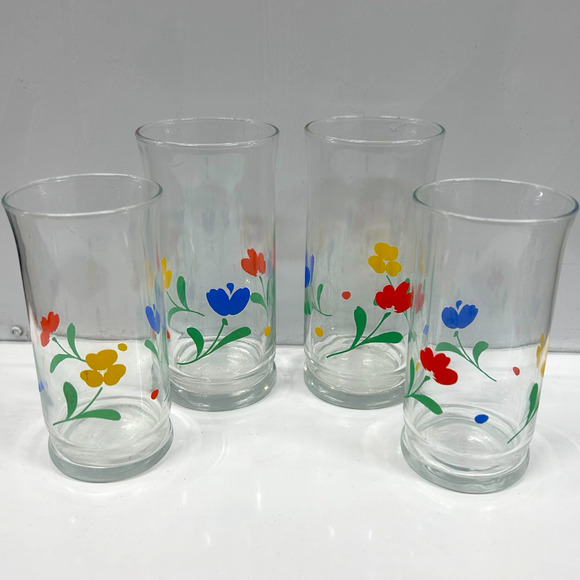 Vintage Libbey Jubilee Tulips Glass Set of 4 - Mid Century Modern Barware - Picture 1 of 5